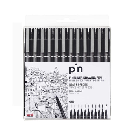 Uni Pin Fine Liner Marker Set Waterproof Black Ink Drawing Pens - Retail Maharaj
