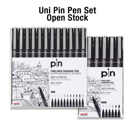 Uni Pin Fine Liner Marker Set Waterproof Black Ink Drawing Pens - Retail Maharaj