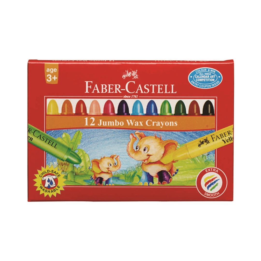 Faber Castell Jumbo Wax Crayons Set of 12 for Kids Colouring