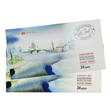 White Night Artists Watercolour Fantasy & Landscape Set of 24 Whole Pans Plastic Box