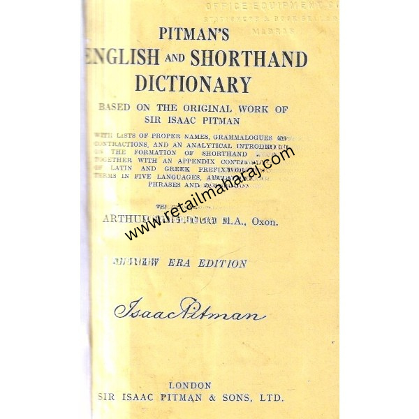 Pitmans English and Shorthand Dictionary [original London edition] - Retail Maharaj